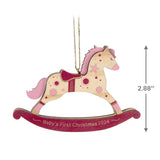 Baby Girl's First Christmas Rocking Horse 2024 Wood Ornament