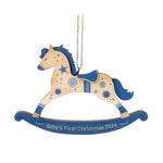 Baby Boy's First Christmas Rocking Horse 2024 Wood Ornament