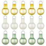 Mini Festive Gold, White and Green Glass Ornaments, Set of 15