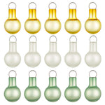 Mini Festive Gold, White and Green Glass Ornaments, Set of 15