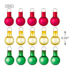 Mini Festive Red, Gold and Green Glass Ornaments, Set of 15