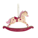 Baby Girl's First Christmas Rocking Horse 2024 Wood Ornament