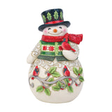 Snowman with Cardinal Scene