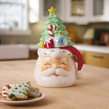 Santa and Christmas Tree Sculpted Cookie Jar, 12.5"