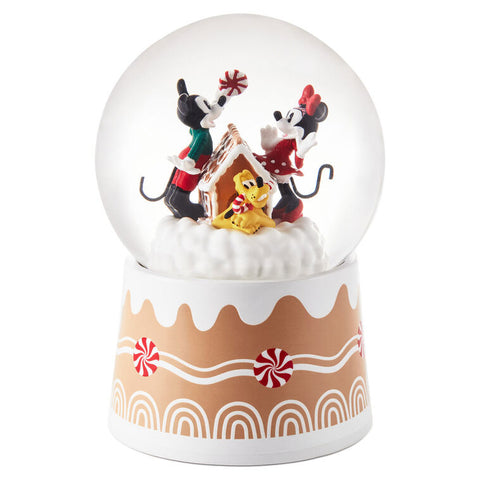 Disney Mickey, Minnie and Pluto Gingerbread Musical Snow Globe, 5.85"