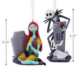 Disney Tim Burton's The Nightmare Before Christmas Jack and Sally With Tombstones Hallmark Ornaments, Set of 2