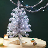 Miniature Silver and White Pre-Lit Christmas Tree, 18.75"