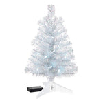 Miniature Silver and White Pre-Lit Christmas Tree, 18.75"