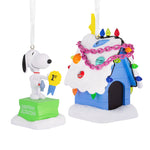 Peanuts® Snoopy and Holiday Doghouse Hallmark Ornaments, Set of 2