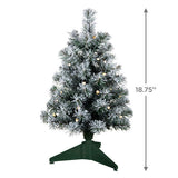 Miniature Snowy Green Pre-Lit Christmas Tree, 18.75"